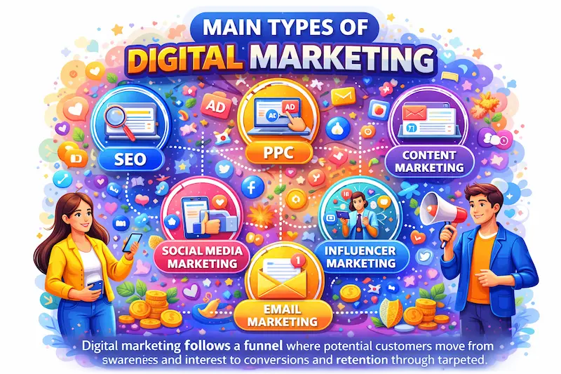 main types of didgital marketing